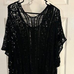 L/XL Black Boho Swim CoverUp